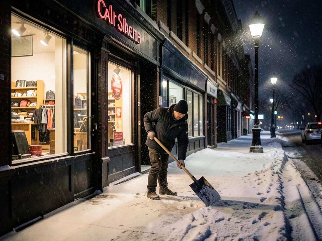 Commercial sidewalk shoveling