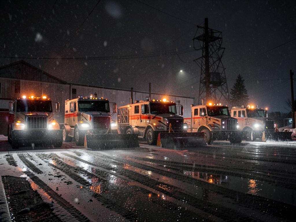 Crew staged before a storm